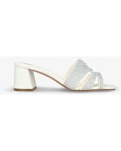 Gina Antwerp Crystal-embellished Leather Sandals - White