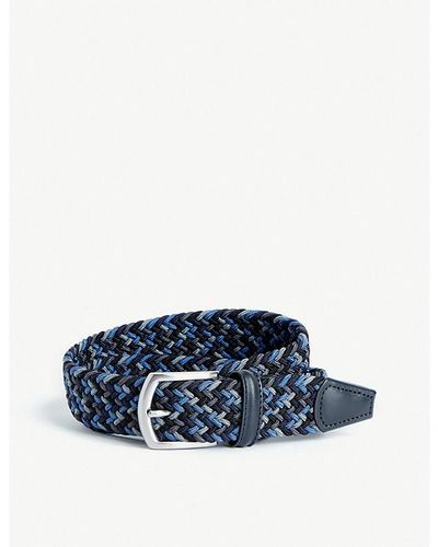 Anderson's Multi Woven Elasticated Belt - Blue