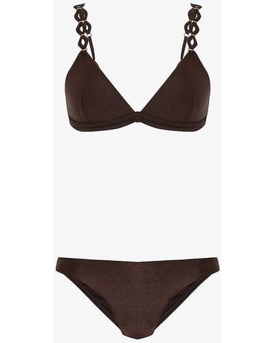 Zimmermann August Embellished-strap Bikini Set - Brown
