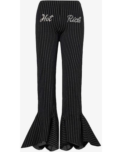 AVAVAV Hot Rich Mid-rise Flared-leg Cotton-blend Trousers - Black