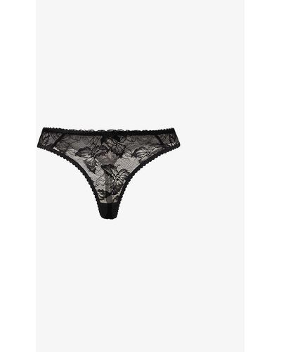 Agent Provocateur Leni High-rise Mesh And Lace Thong - Black