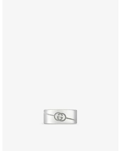 Gucci Tag Engraved-interlocking G Sterling- Ring - White