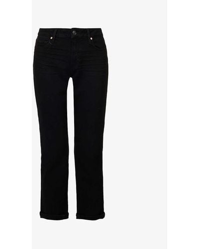 PAIGE Brigitte Straight-leg Mid-rise Stretch Cotton-blend Jeans - Black