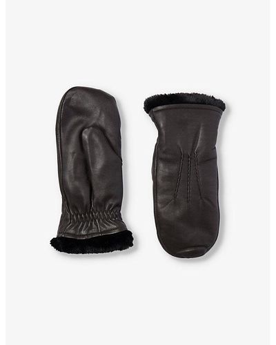 Dents Teresa Faux-fur-lined Leather Mittens - Black