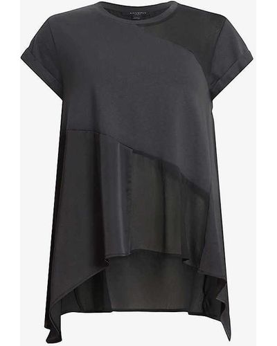 AllSaints Zala Organic Cotton And Recycled Polyester-blend Top Xx - Black
