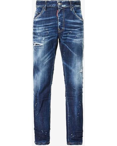 DSquared² Regular-fit Mid-rise Tapered-leg Stretch-denim Jeans - Blue