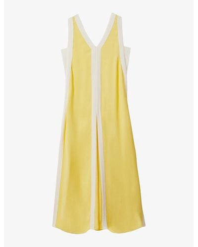 Reiss Rae Colour-block Relaxed-fit Woven Maxi Dress - Yellow