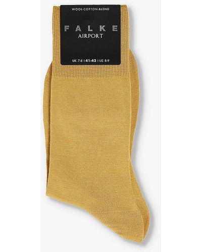 FALKE Airport Ribbed-trim Wool-blend Socks - Yellow