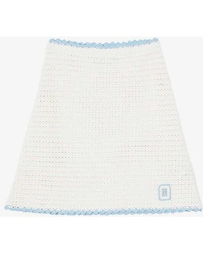 Sandro Contrast-trim High-rise Crochet Mini Skirt - White