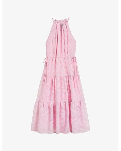 Ted Baker Miarose Floral-embroidered Woven Midi Dress - Pink