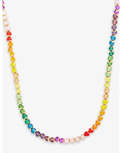 Anni Lu Tennis Beaded 18ct Yellow Gold-plated Brass Necklace - Metallic