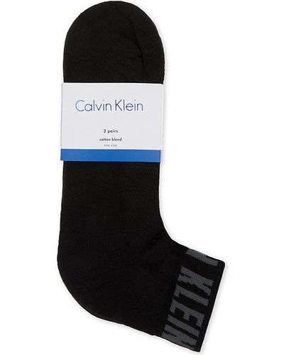 Calvin Klein Combed Cotton Ankle Socks Set Of Three - Black