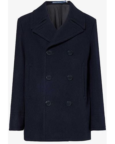 Polo Ralph Lauren Single-breasted Notched-lapel Wool-blend Coat - Blue