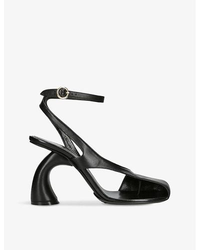 Dries Van Noten Curved-heel Ankle-buckle Leather Sandals - Black