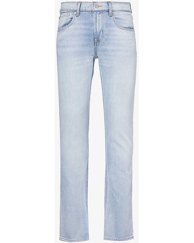 7 For All Mankind The Straight Brand-patch Straight-leg Stretch-denim Jeans - Blue