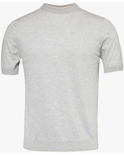 Eleventy Short-sleeved Crew-neck Cotton-knit Top Xx - White
