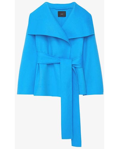 JOSEPH Adrienne Asymmetric Wool And Cashmere-blend Jacket - Blue