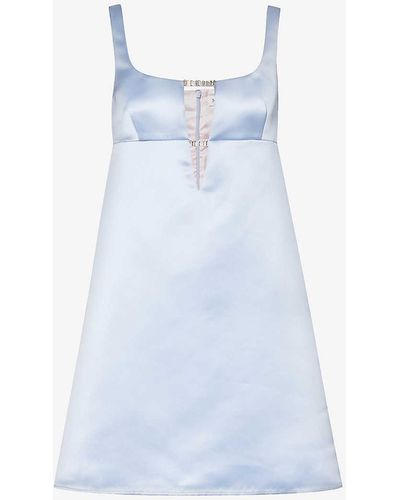 Nina Ricci Crystal-embellished Satin Mini Dress - Blue