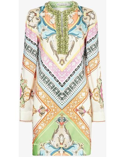 Mary Katrantzou Mataro Abstract-pattern Woven Midi Dress - Metallic