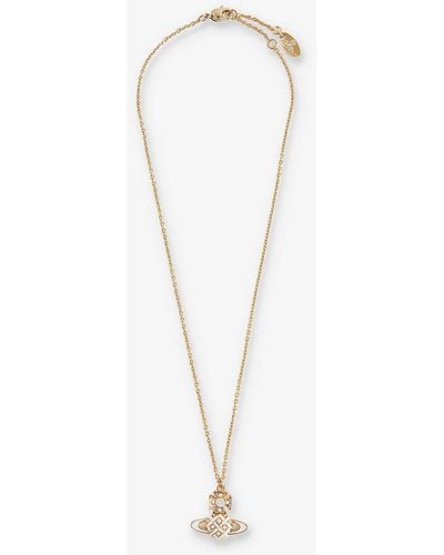 Vivienne Westwood Cassie Bas Relief Brass And Enamel Necklace - White