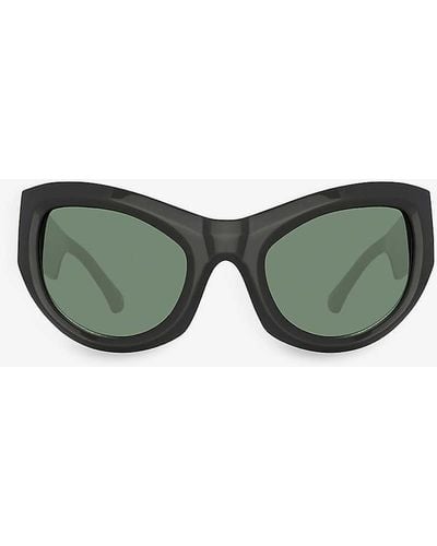 Dries Van Noten Dvn209c3sun Arched Acetate Sunglasses - Green