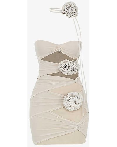 House Of Cb Caterina Flower Cut-out Woven Mini Dress - Natural