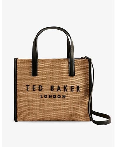 Ted Baker Paolina Logo-embroidered Small Raffia Icon Bag - Brown