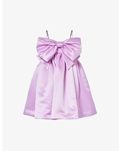 Nina Ricci Bow-embellished Flared Satin Mini Dress - Purple