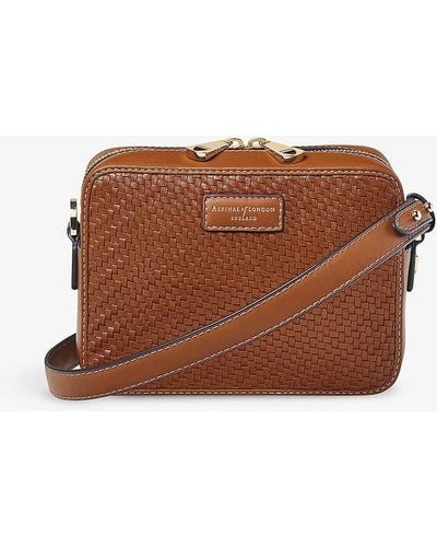 Aspinal of London Interwoven Leather Camera Bag - Brown