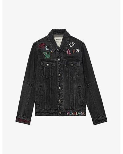 Zadig & Voltaire Kasy Motif-embroidered Relaxed-fit Denim Jacket - Black