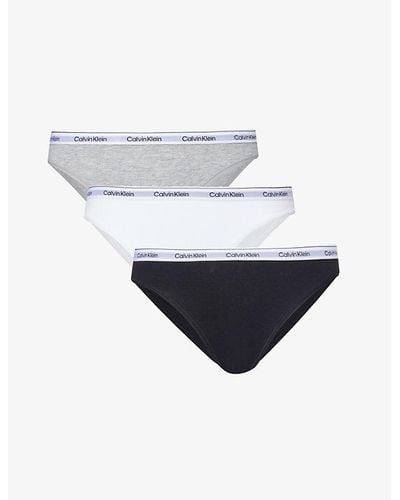 Calvin Klein Modern Branded-waistband Pack Of Three Stretch-cotton Briefs X - White
