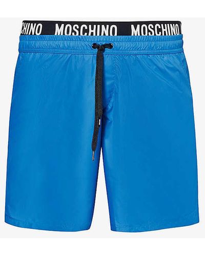 Moschino Branded-waistband Slip-pocket Swim Shorts - Blue