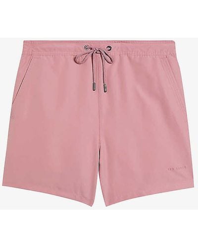 Ted Baker Hiltree Logo-embossed Woven Swim Shorts - Pink