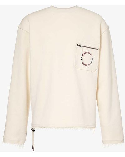 Honor The Gift Crewneck Zip-pocket Cotton-jersey Sweatshirt - Natural