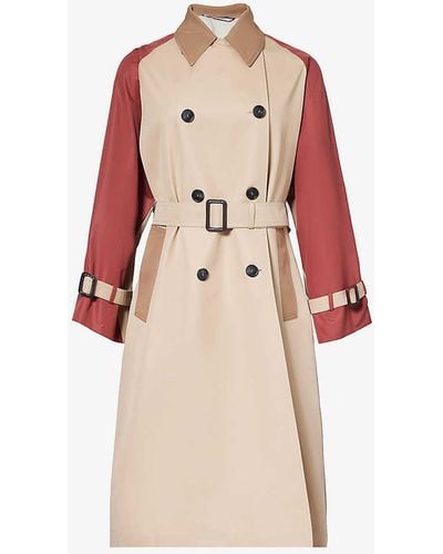 Weekend by Maxmara Canasta Contrast-panel Cotton-blend Coat - Natural