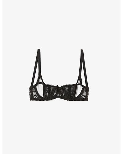 Agent Provocateur Rozlyn Balconette Mesh And Stretch-lace Underwired Bra - Black