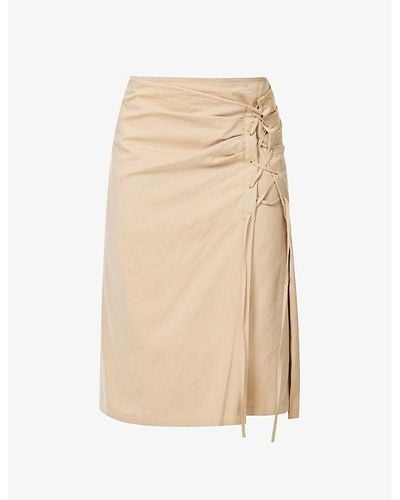 Dries Van Noten Laced-panel High-rise Cotton Midi Skirt - Natural