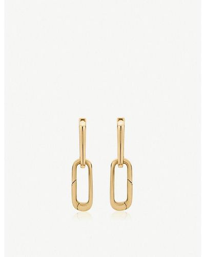 Monica Vinader Alta Cap Charm 18ct Gold-vermeil Link Earrings - Natural