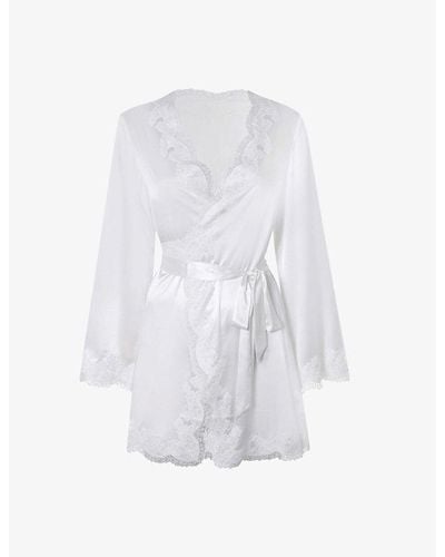 Agent Provocateur Amelea Wrap Stretch-silk Pyjama Top X - White