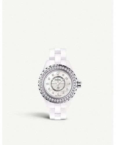 Chanel H2572 J12 29mm Diamonds High-tech Ceramic, Mother-of-pearl And Diamond Watch - White