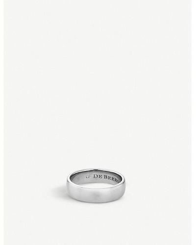 De Beers Wide Court Platinum And Diamond Wedding Band - White