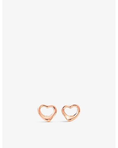 Tiffany & Co. Elsa Peretti Open Heart Earrings In 18ct Rose Gold - White