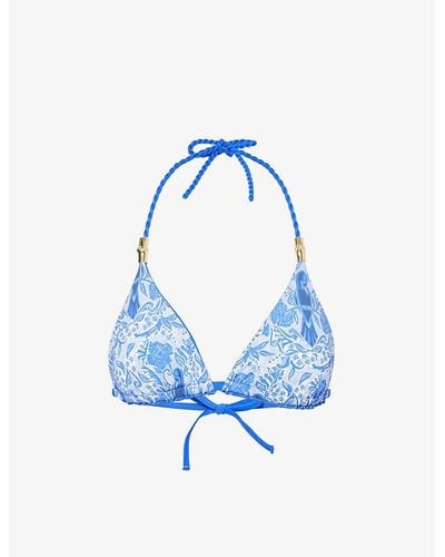 Heidi Klein Lake Como Triangle-cup Recycled Polyamide-blend Bikini Top X - Blue