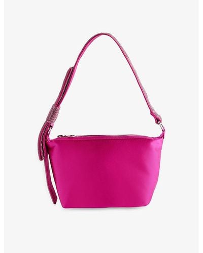 Kara Bow Embellished-strap Silk Bag - Pink