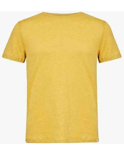 Derek Rose Jordan Short-sleeved Linen T-shirt - Yellow