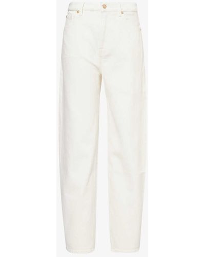 7 For All Mankind Jayne Tapered-leg Mid-rise Stretch-denim Jeans - White
