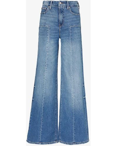 GOOD AMERICAN Relaxed-fit Wide-leg High-rise Stretch-denim Blend Jeans - Blue