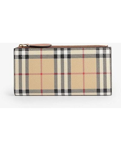 Burberry Checked Bifold Faux-leather Wallet - Natural