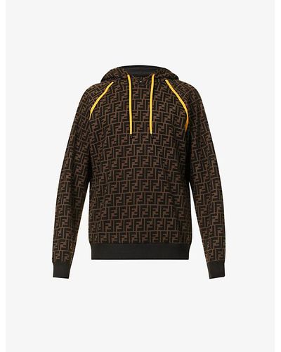 Fendi Monogram-pattern Regular-fit Cotton-jersey Hoody - Multicolour