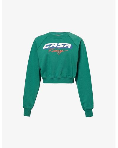 Casablancabrand Racing Graphic-print Organic Cotton-jersey Sweatshirt - Green